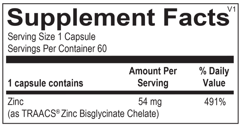 Ortho Molecular Reacted Zinc 60 Ct